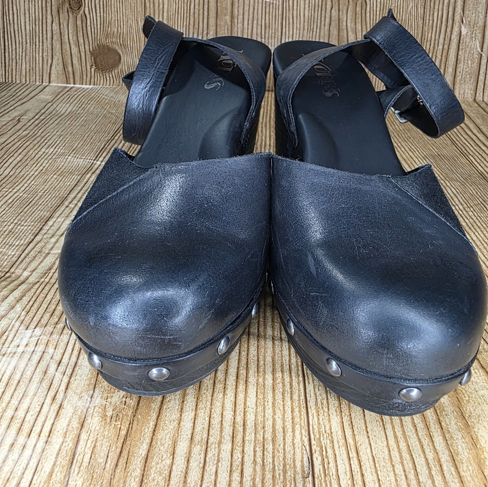 KORKS by Kork Ease Black Leather‎ / Suede Chunky Block Heel Platform Size 9 - Picture 4 of 11
